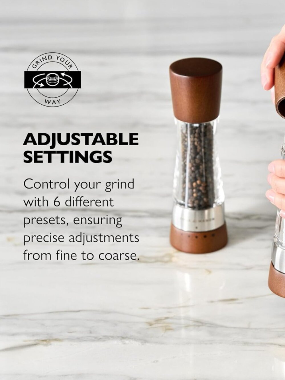 Cole & Mason Derwent Pepper Mill - Refillable Pepper Grinder Gourmet Precision
